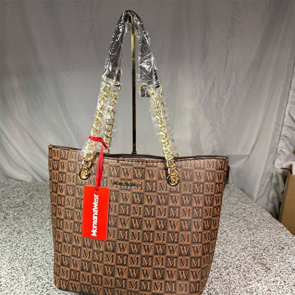 Montana West Women's Brown Chain Top-Handle Satchel Handbag